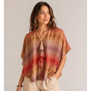 VTG Boho‎ Batik Blouse S | Omah Laweyan Tribal Print Button Top Earthy Vibes